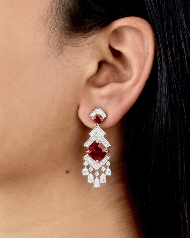 Astera Crystal Danglers | Rhodium Plating