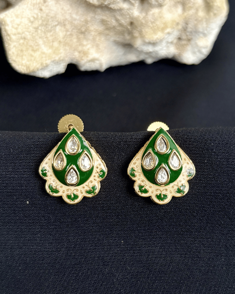 Morika Emerald Polki Studs