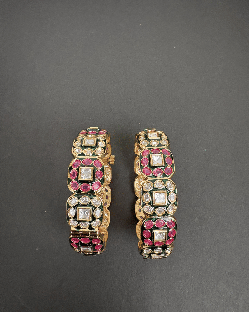 Kundan Bangles in Meenakari | Single Piece | Openable