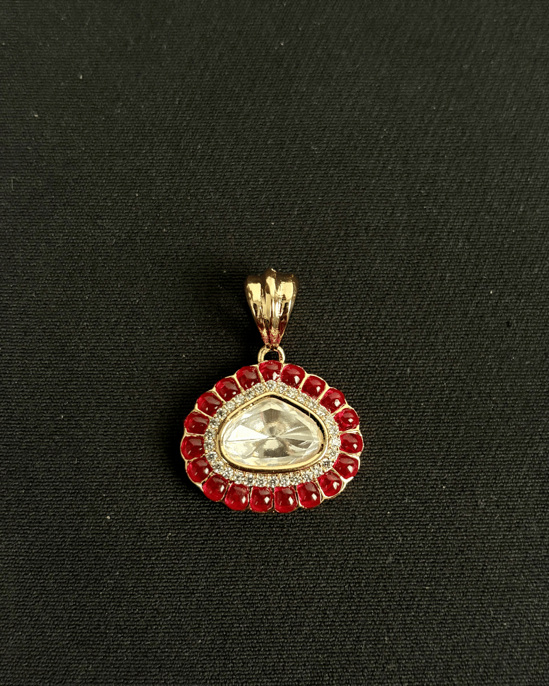 Rani Noor Ruby Polki Pendant Set