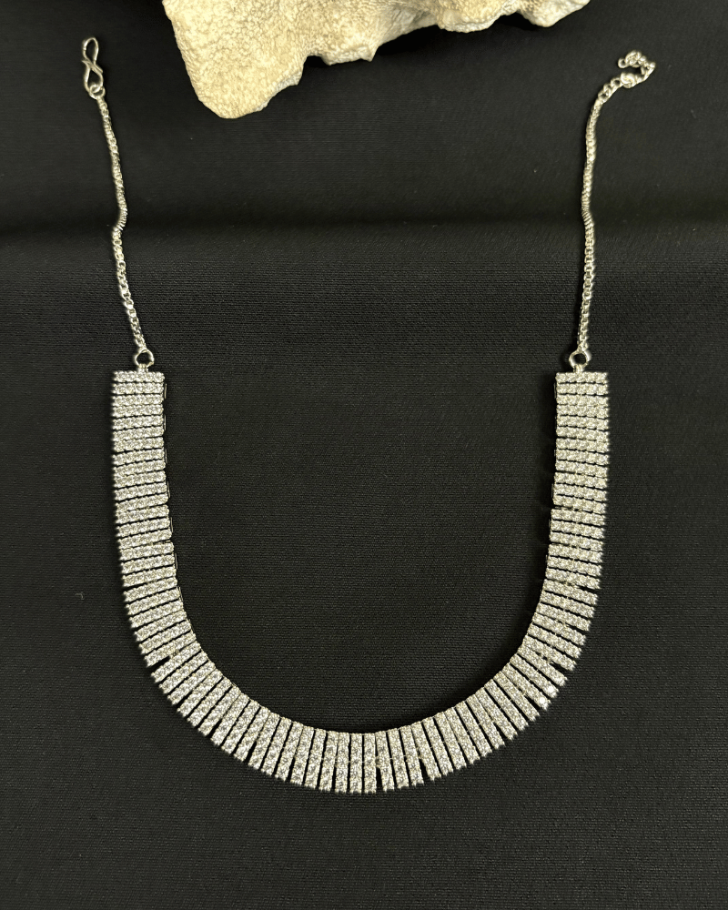 Classic Diamond Necklace | Silver Plating