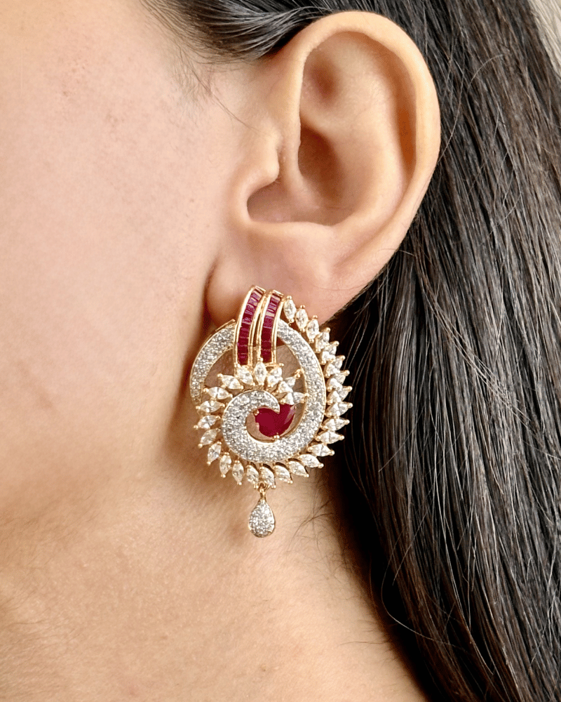 Eterna Spiral Ruby Diamond Pendant Set | Without Chain
