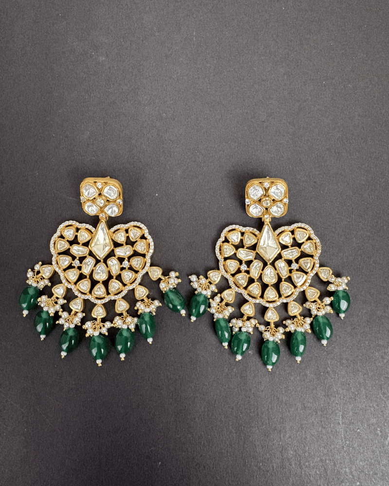 The Royal Moissanite Chandbali | Screw Back | 18K Gold Plating