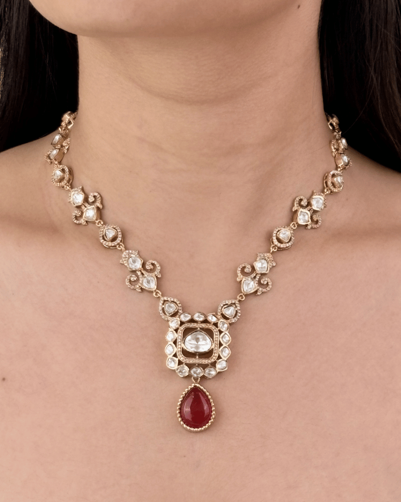 Raktanjali Ruby Drop Polki Necklace