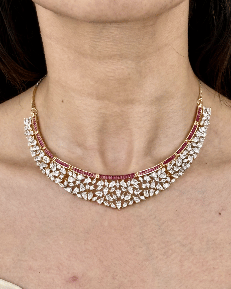 Ruby Crescent Diamond Necklace