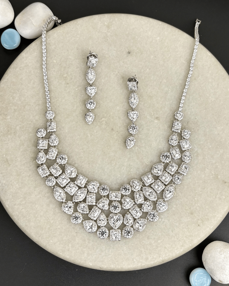 Crystal Garland Necklace | Rhodium Plating