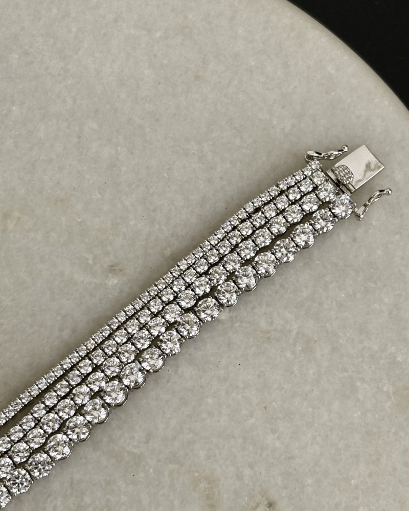 4 Layer Diamond Bracelet In Grading | Rhodium Plating | Silver