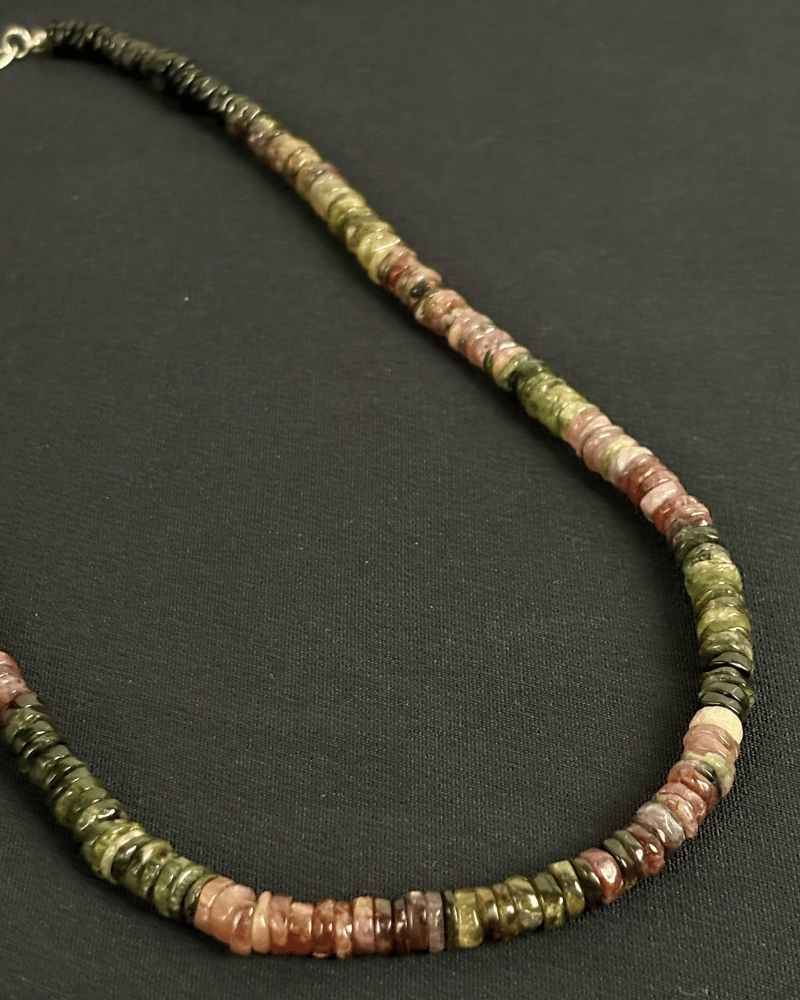 Multi Colour Tourmaline Stones Single Line Mala ( 22 Inches)