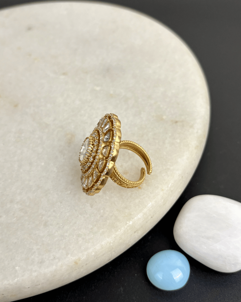 Starlight Cocktail Moissanite Ring | Adjustable Size | 18K Gold Plating