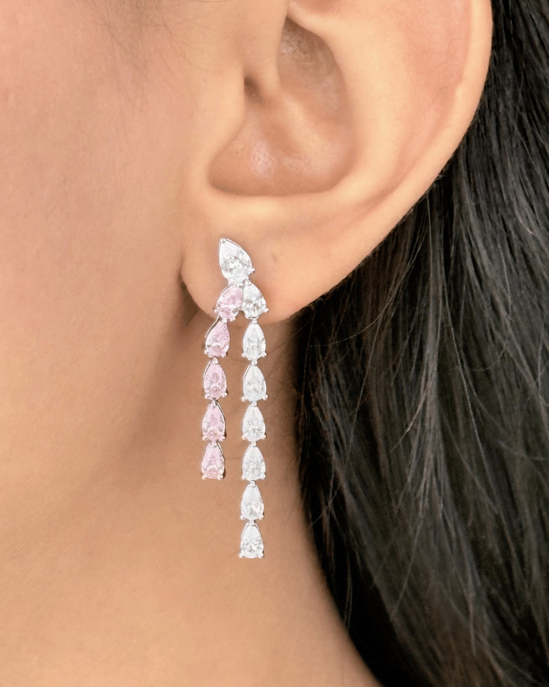 Crystal Twin Empress Baby Pink Necklace | Rhodium Plating