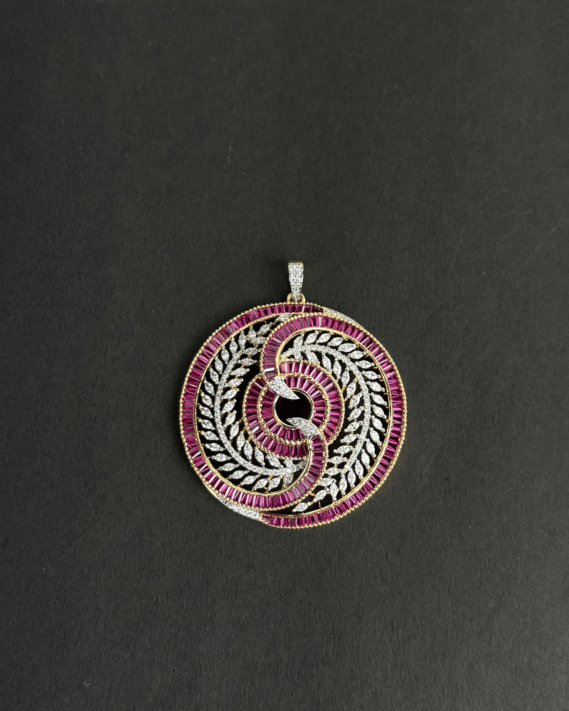 Ruby Chakra Diamond Pendant Set