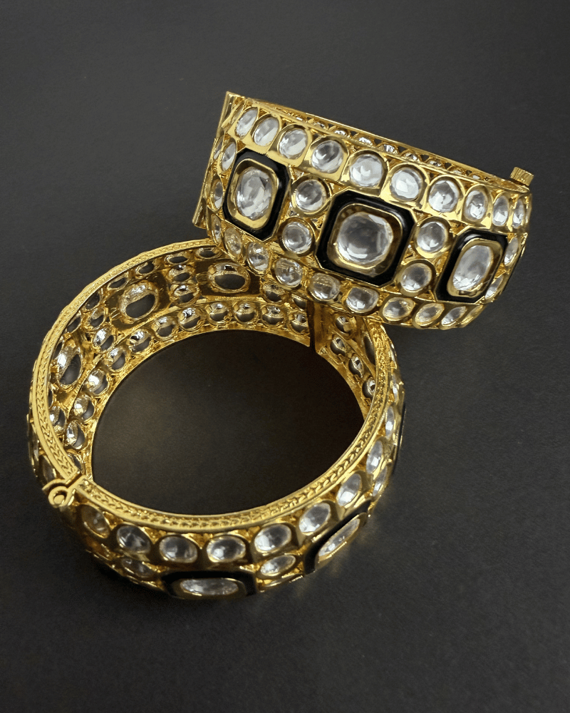 Maharani Kundan Bangles | Single Piece | Openable