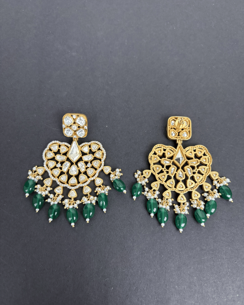 The Royal Moissanite Chandbali | Screw Back | 18K Gold Plating