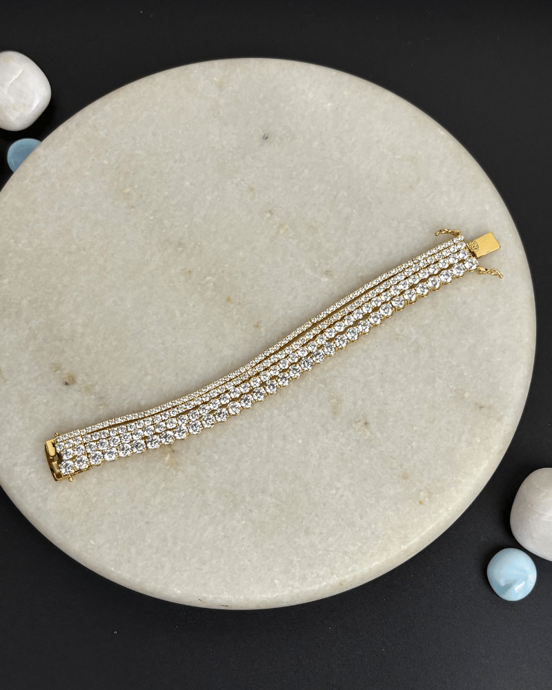 4 Layer Diamond Bracelet In Grading | Rhodium Plating | Gold