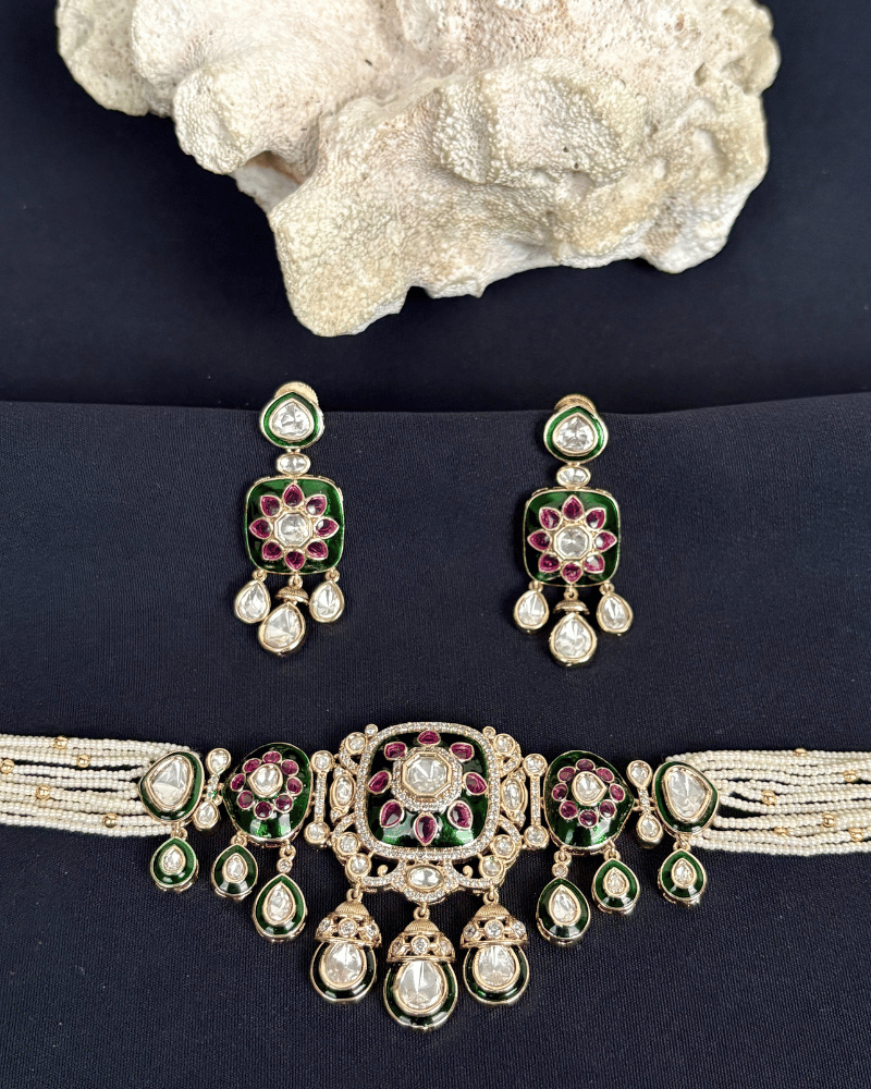 Roshni Vilayat Polki Choker | Enamel Work