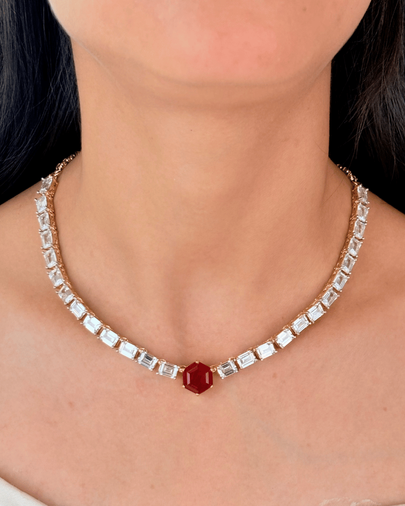 Hexara Ruby Diamond Necklace | Screw Back