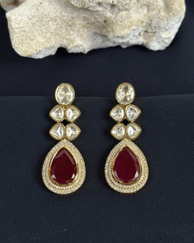 Piya Moissanite Danglers | Screw Back | 18K Gold Plating