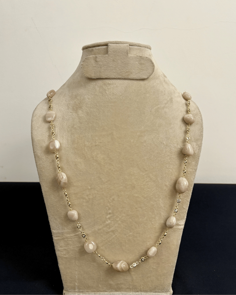 Rose Quartz Mala With Diamond Stones (26 Inches)