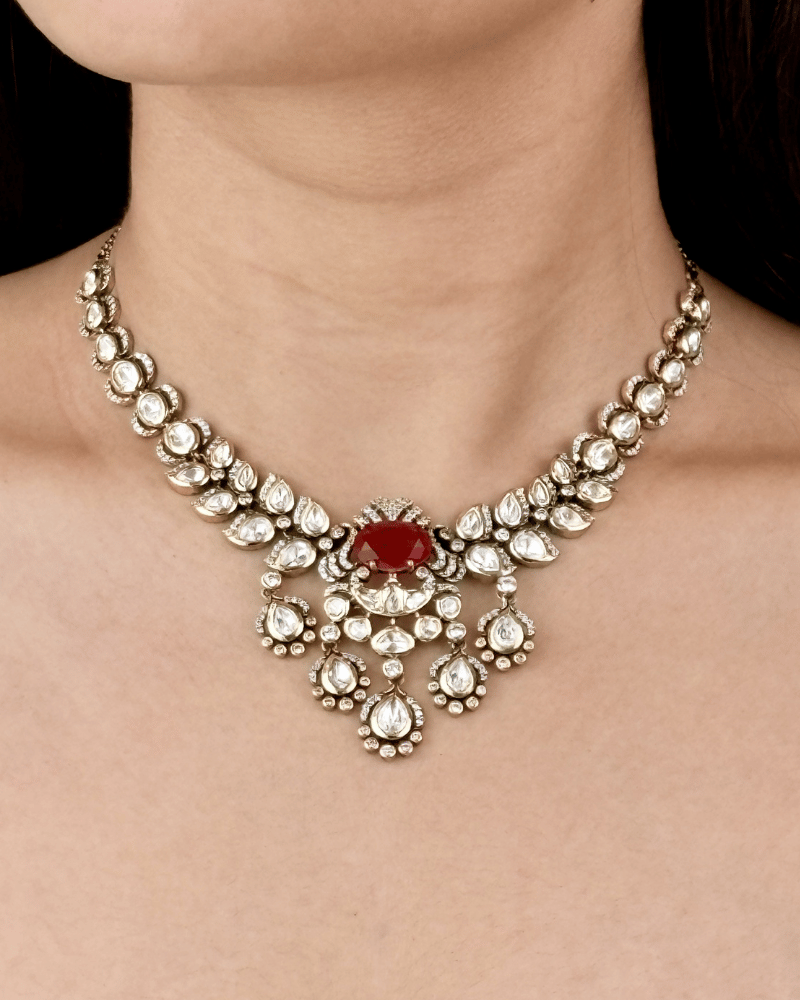 Shahinaaz Drop Victorian Polki Necklace