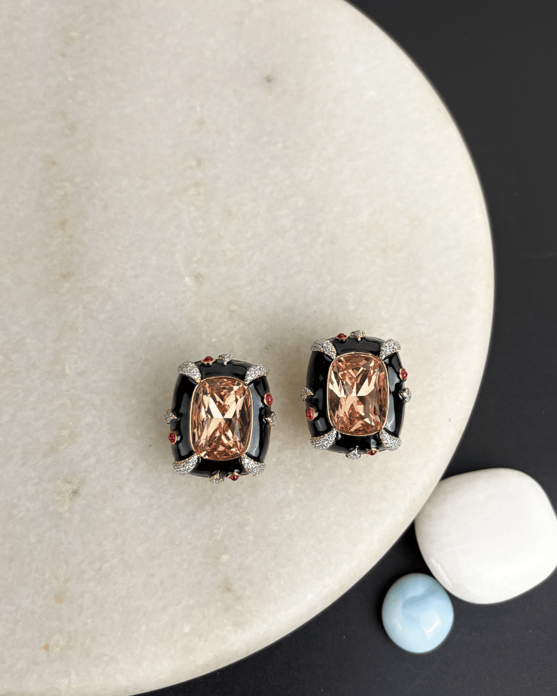Obsidian Peach Studs
