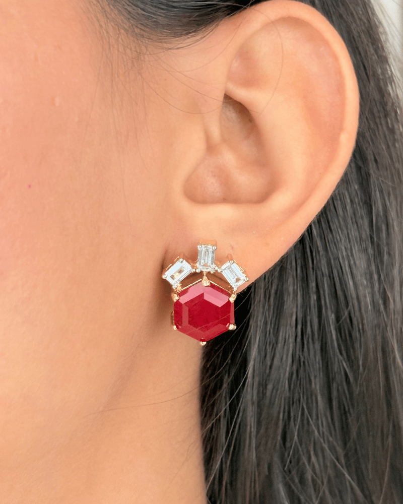 Hexara Ruby Diamond Necklace | Screw Back