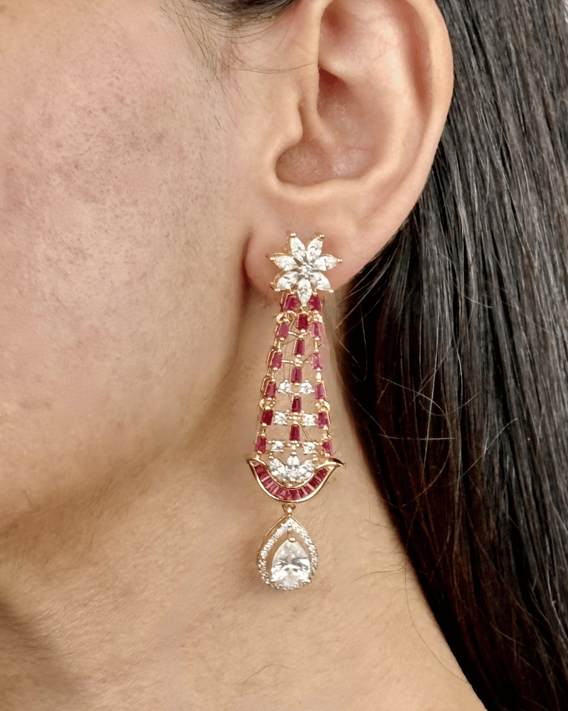 Vanshika Teardrop Ruby Diamond Necklace