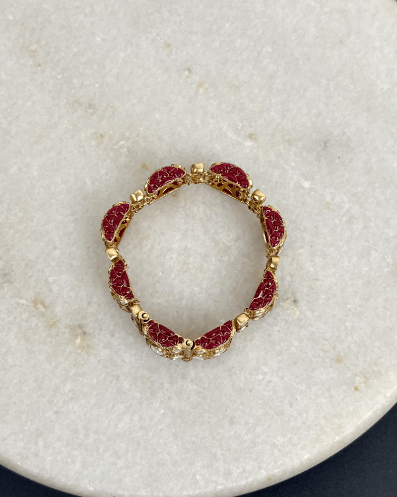 Sushmi Ruby Moissanite Bracelet | Openable | 18K Gold Plating