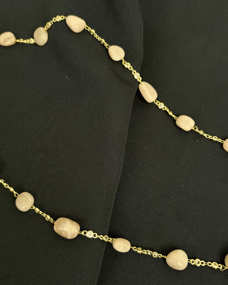 Rose Quartz Mala With Diamond Stones (26 Inches)