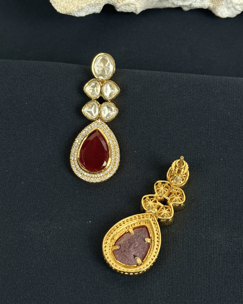 Piya Moissanite Danglers | Screw Back | 18K Gold Plating