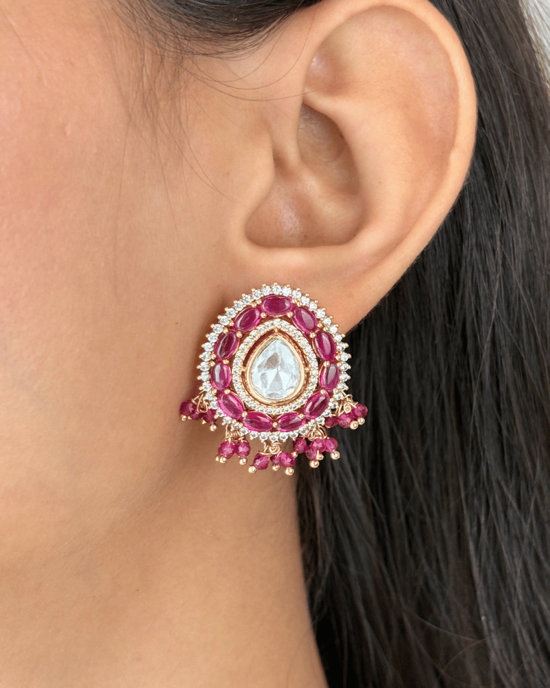 Tavisha Ruby Polki Pendant Set | Without Chain