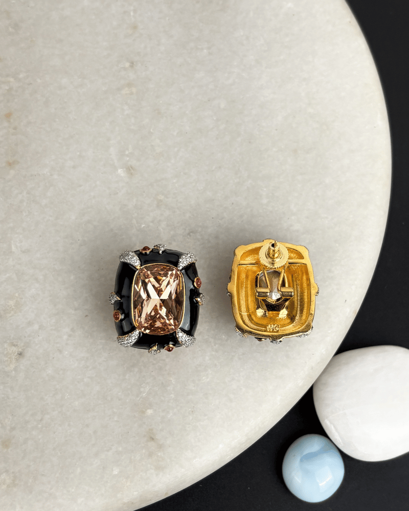 Obsidian Peach Studs
