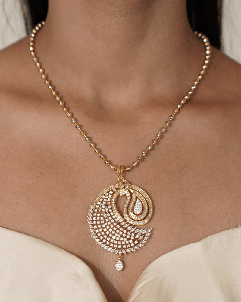 Celeste Paisley Diaomond Pendant Set | Without Chain