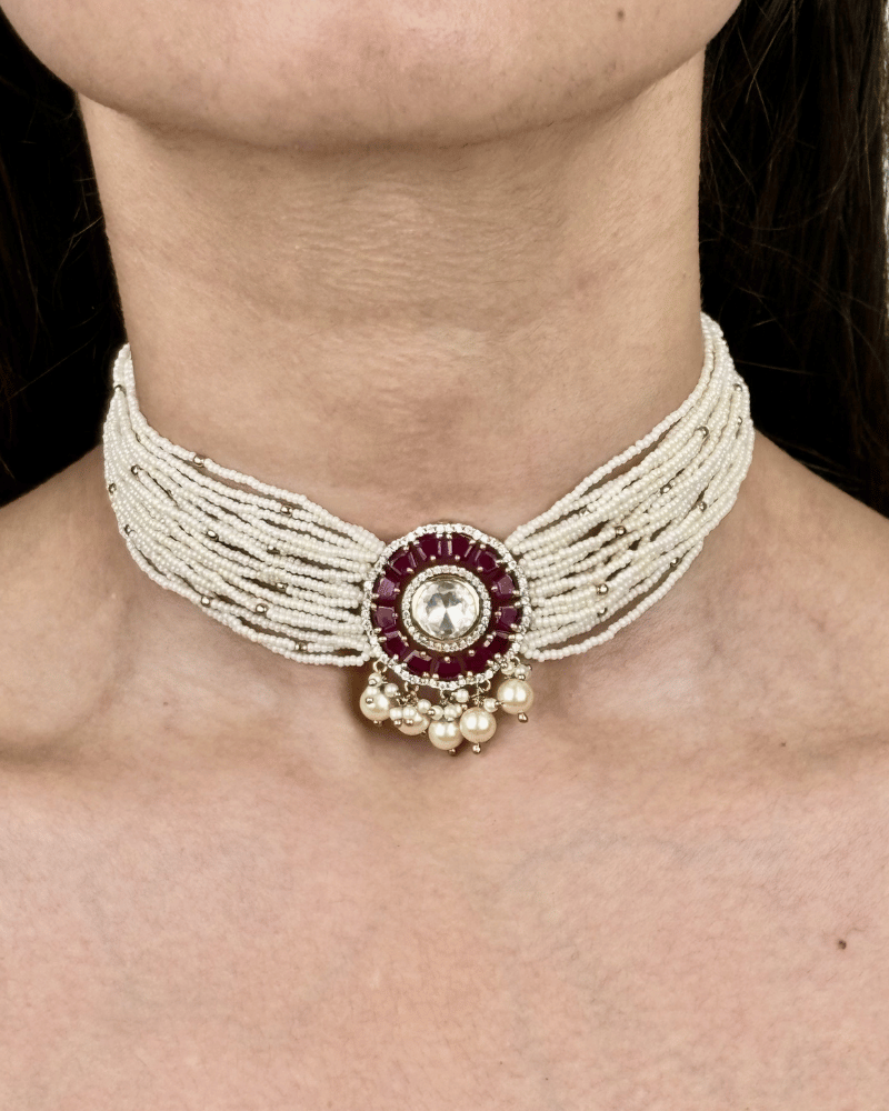 Moti Mahal Victorian Polki Ruby Choker