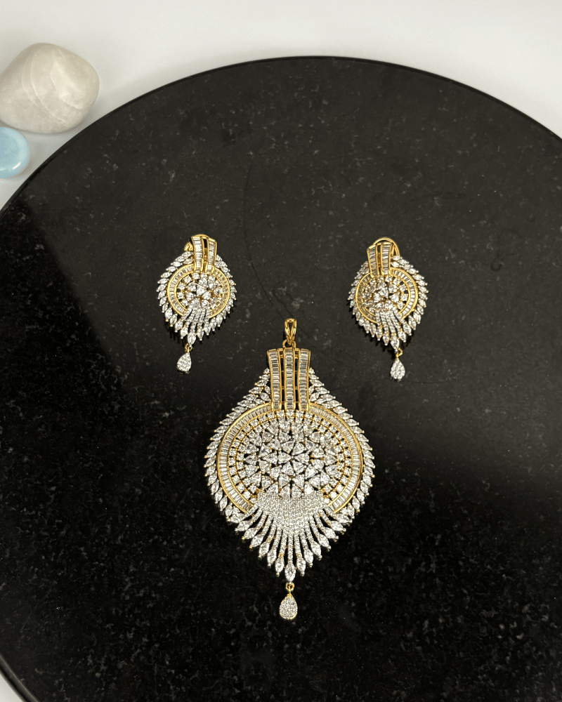 Snowflake Diamond Pendant Set | Big Size