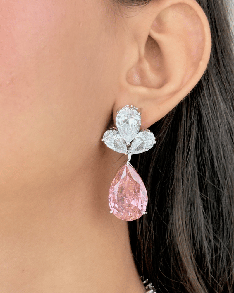The Duchess Pink Crystal Necklace | Rhodium Plating