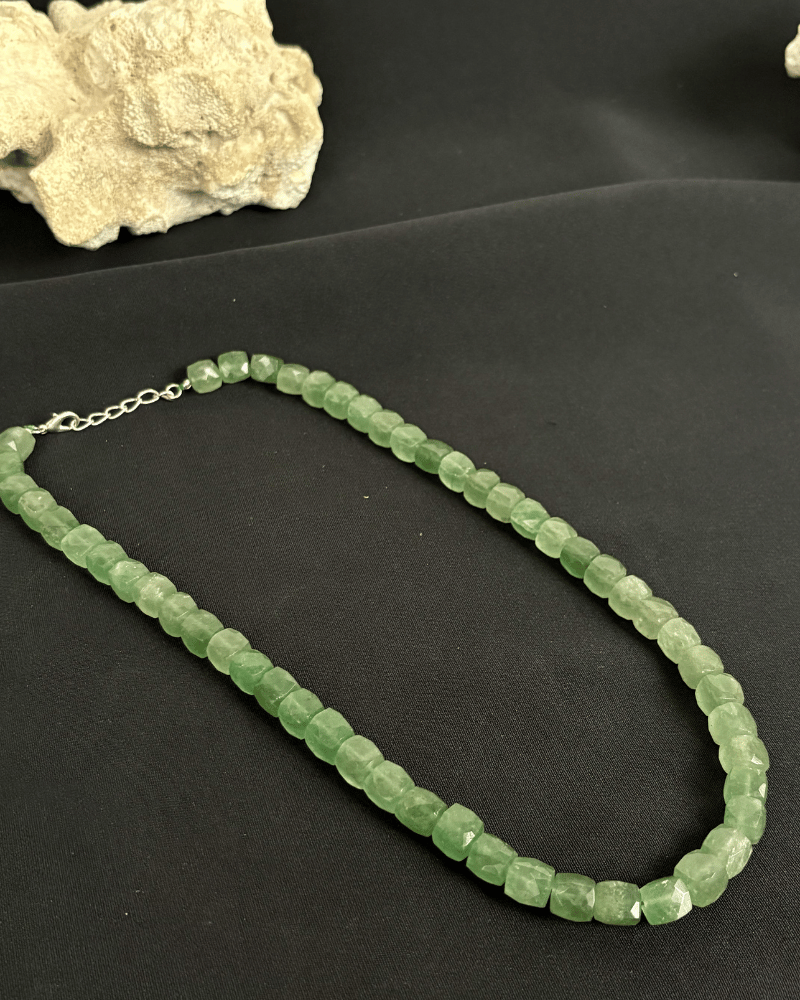Natural Green Aventurine Stones Single Line Mala