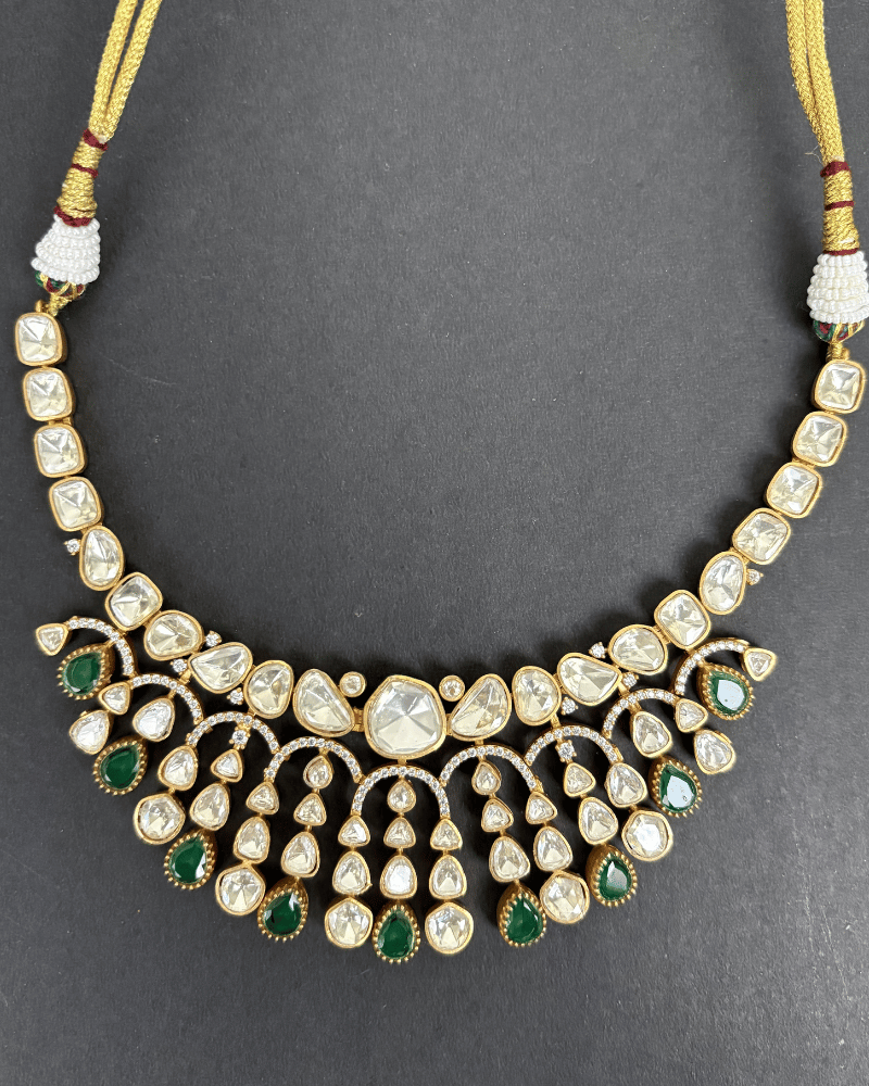 Meher Chandrika Moissanite Necklace | Screw Back | 18K Gold Plating