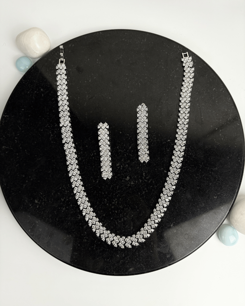 Silverline Crystal Necklace | Rhodium Plating