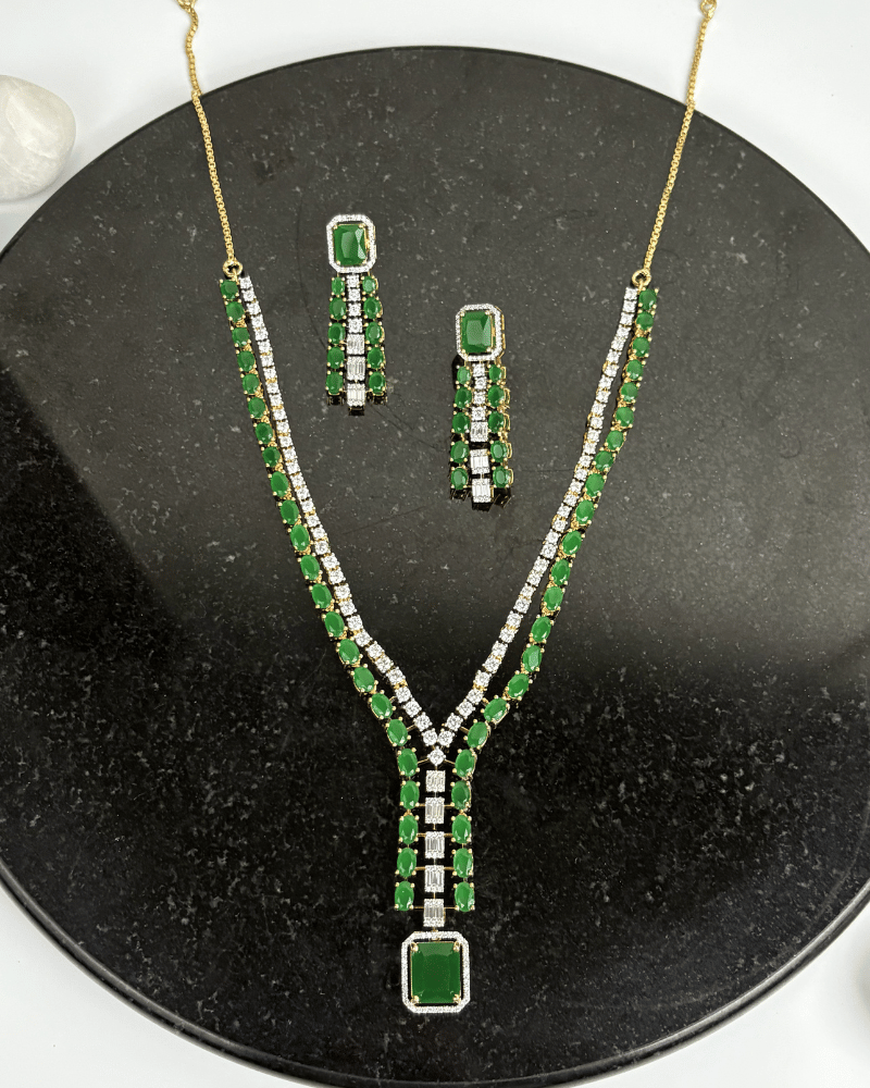 Zivora Emerald Drop Diamond Necklace