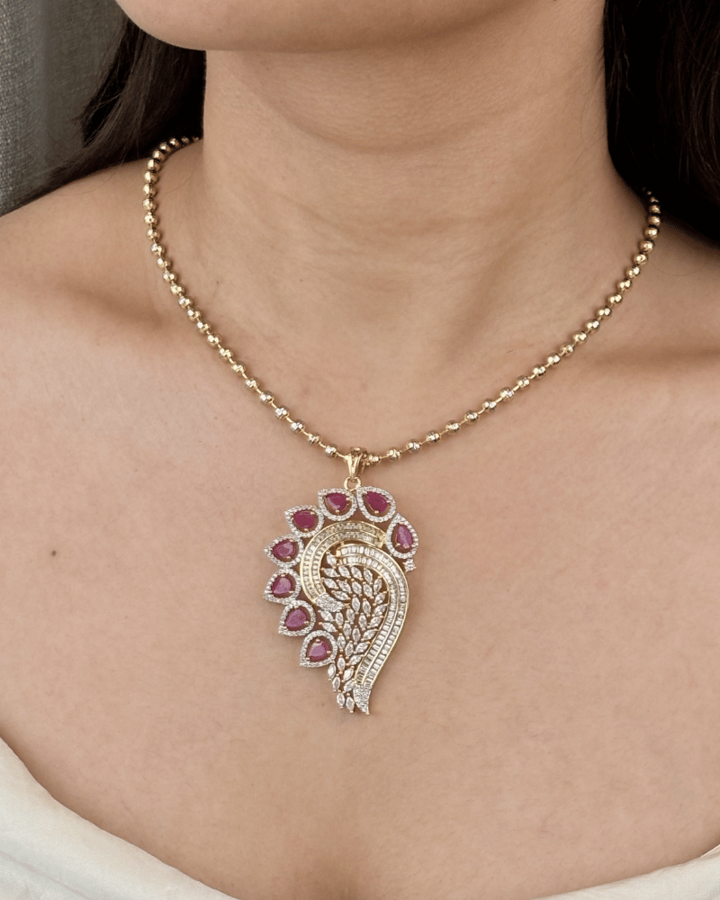 Morika Ruby Pendant Set | Without Chain