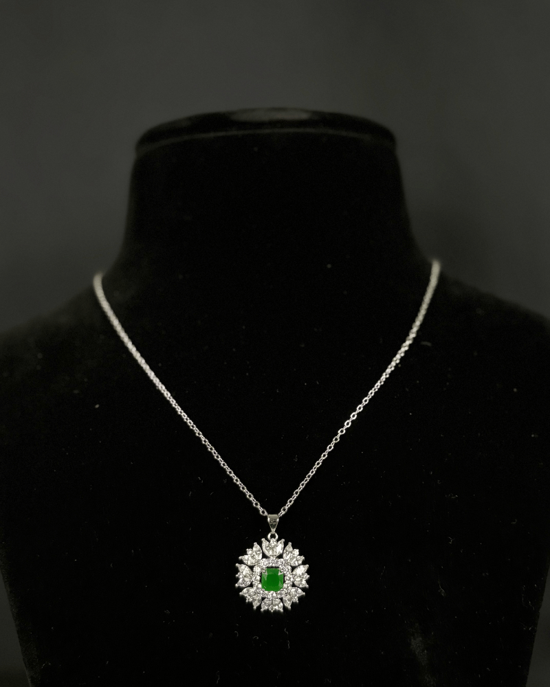 Lumina Emerald Diamond Pendant | (With Chain)