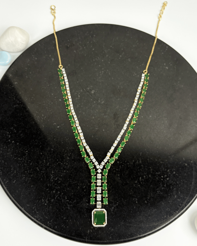 Zivora Emerald Drop Diamond Necklace