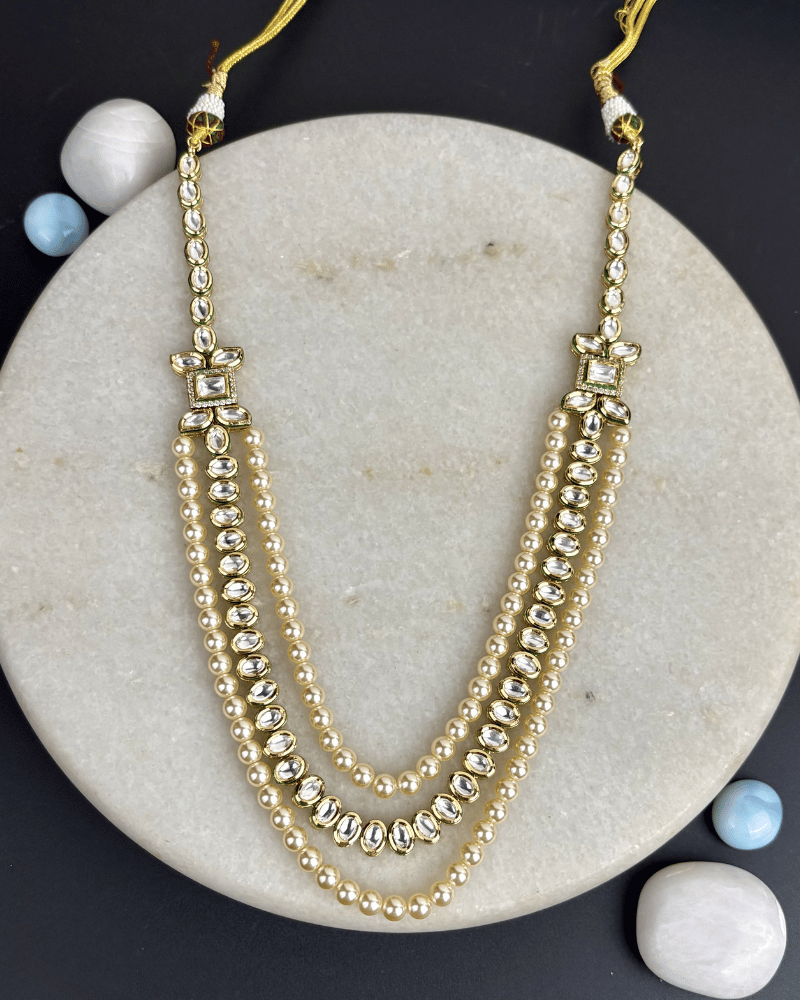 Rabiya Triple Layer Kundan Pearl Necklace