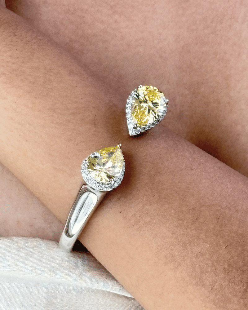 Twin Sun Citrine Diamond Cuff | Openable
