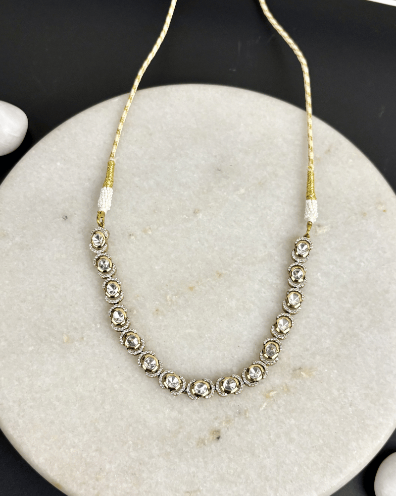 Sama Single Line Victorian Polki Necklace