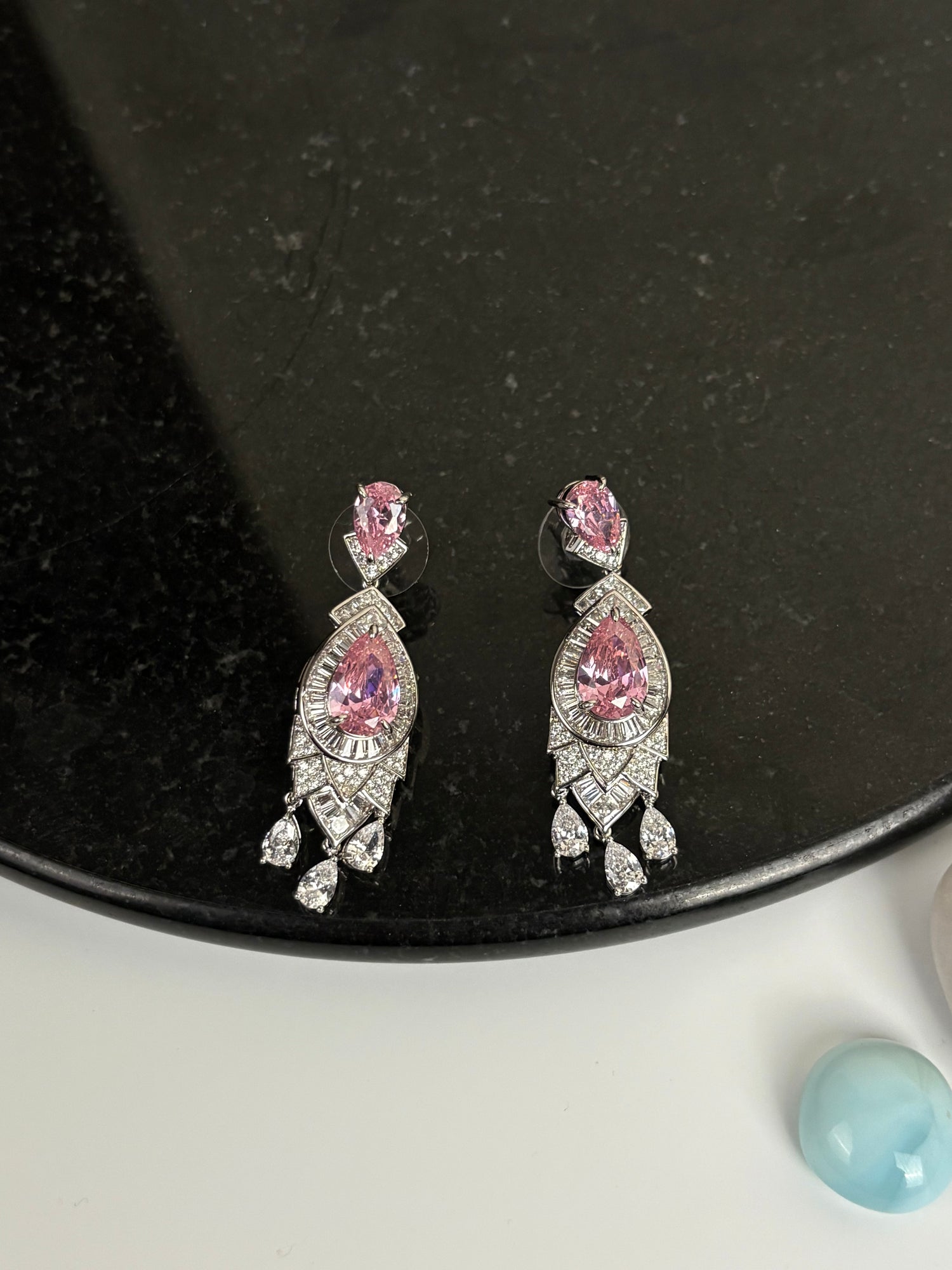 Crimson Danglers | Rhodium Plating