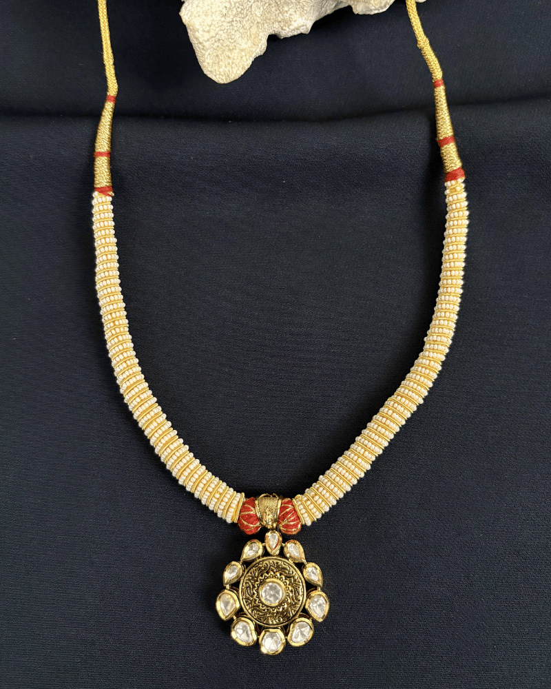 Rajsi Kundan Hasli With Layered Pearl | Mint Work