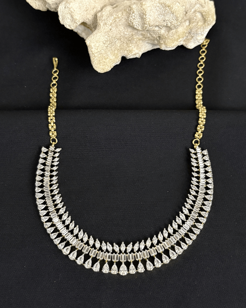 Nyra Crystal Cascade Necklace | Screw Back