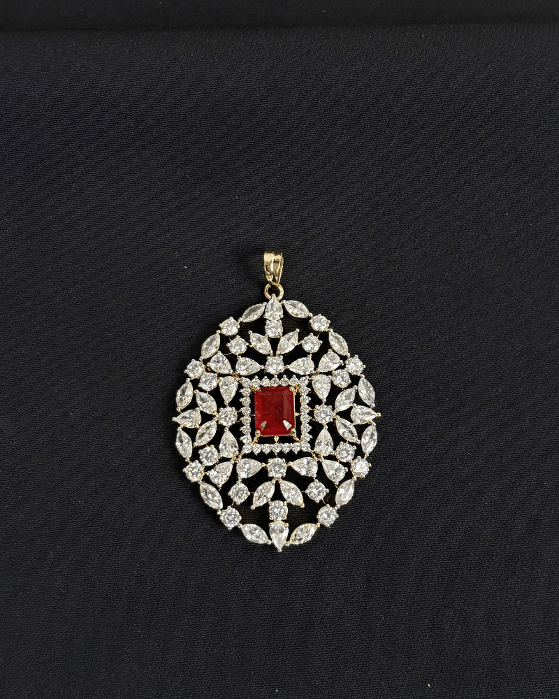 Cascade Ruby Pendant Set | Big Size | Screw Back