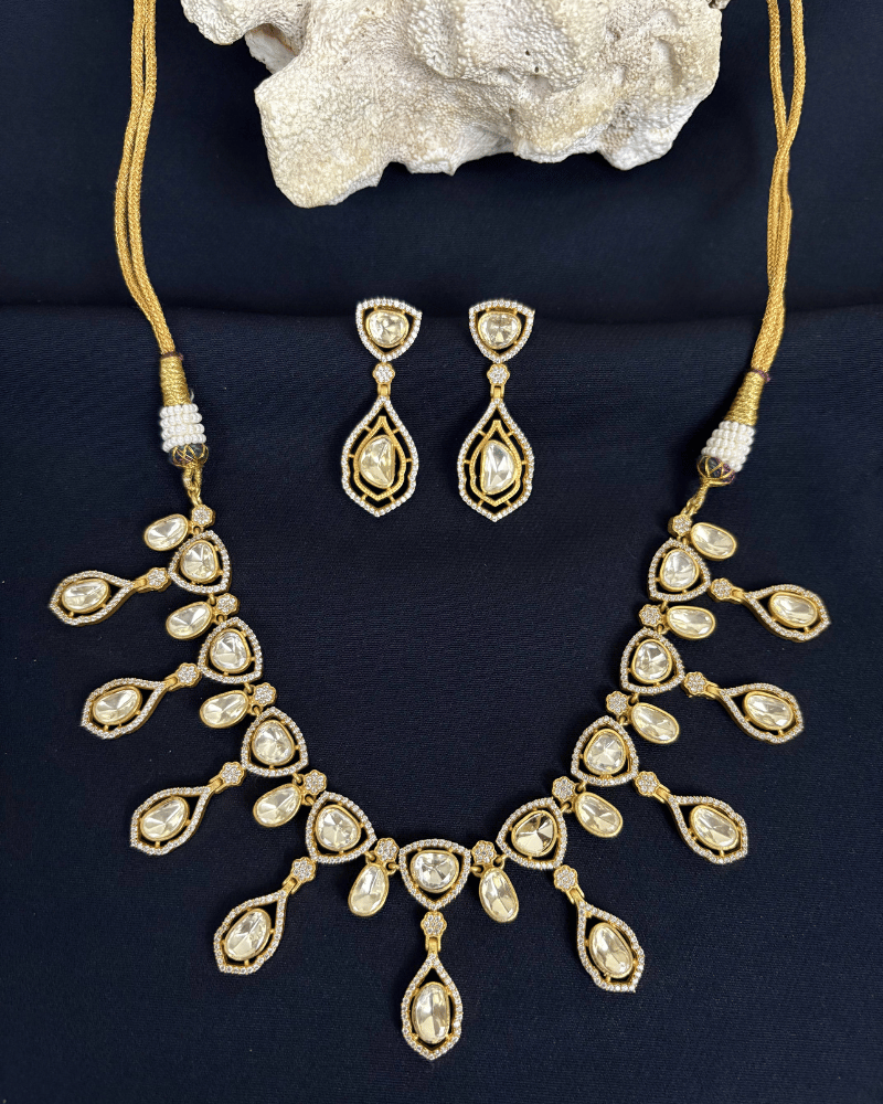 Amriti Moissanite Necklace | Screw Back | 18K Gold Plating